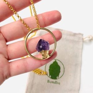 Unique purple amethyst crystal quartz pendant